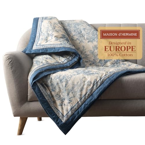 Maison d' Hermine Throw Blanket for Couch Lightweight Soft (60''X80'') - color: 001 - the Miller - Blue, size: 60"x80"