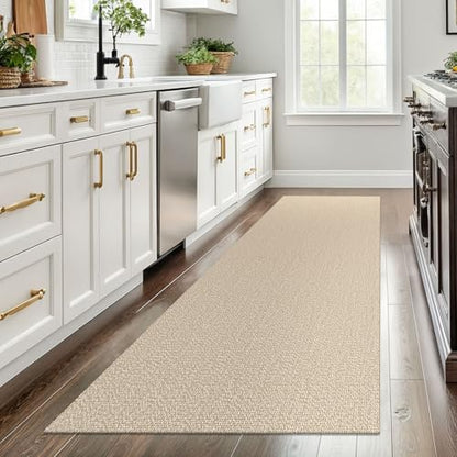 EARTHALL Washable Runner Rug, Non Slip Foyer Runner, 3x8 Ft, Sand/Beige - color: Sand/Beige, size: 3' x 8' (Rectangular)
