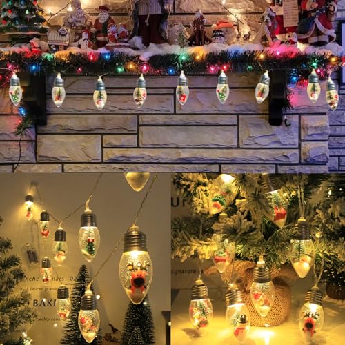 Christmas Lights 6.8Ft LED Christmas Tree Snow Globe Light 10 Shatterproof Edison Bulbs Battery Operated Light with Remote Timer, String Lights Indoor for Bedroom Porch Garden Party Xmas Decor - size: Christmas Lights with Tree
