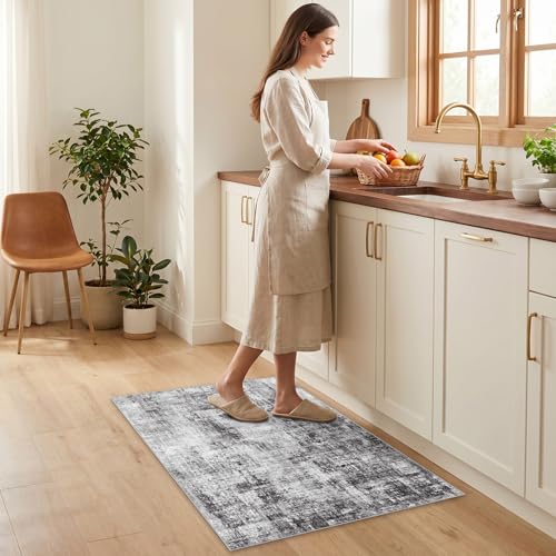 Washable Rug 2x3 for Entryway: Modern Abstract Bathroom Area Rug Black - color: Black, size: 2' x 3' (Rectangular)