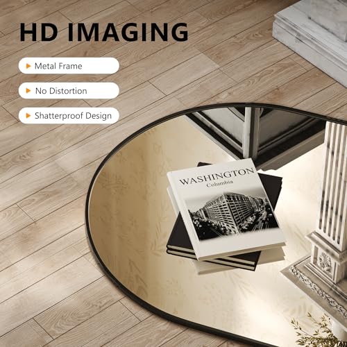 Arched Bathroom Mirror for Wall, 40" x 28" Metal Frame Vanity Mirror, Black - color: Matte Black, size: 40"L x 28"W