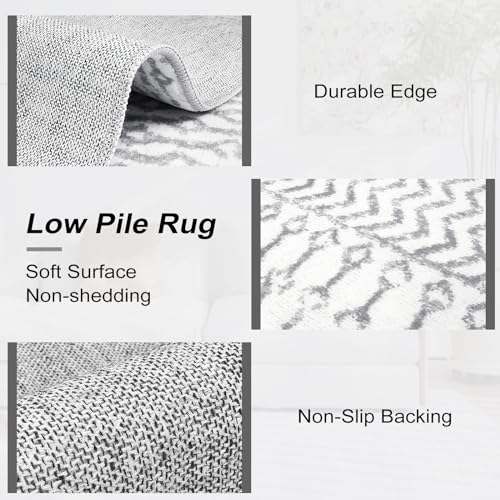Kitchen Runners Non Skid Washable 8 Ft Long Hallway Runners Rug - color: Ivory / Gray, size: 2'6" x 8' (Runner)