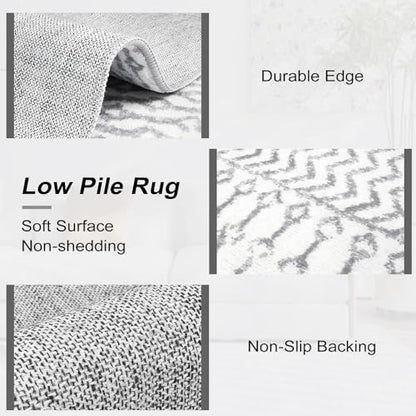 Kitchen Runners Non Skid Washable 8 Ft Long Hallway Runners Rug - color: Ivory / Gray, size: 2'6" x 8' (Runner)