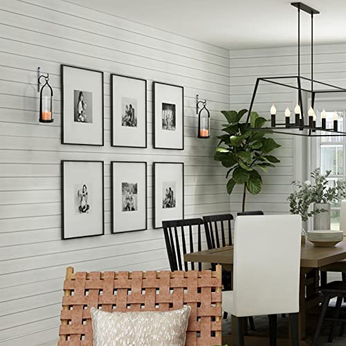 Hanging Wall Sconce Medieval Modern Wall Mounted Hurricane Candle Holder Glass & Metal Farmhouse Handcrafted Wall Art Decorations, Black Set of 2 HT21-0205B2 - color: Black-set of 2