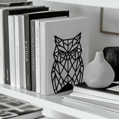 Peacoblue 5.3"x4.3"x7.1" Metal Bookends, Heavy Duty Book Ends for Shelves - style: Geometric Owl