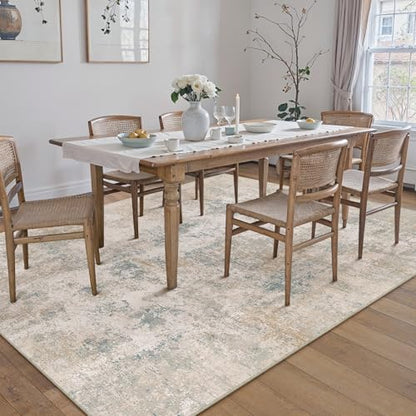 HUGEAR 6x9 Beige Blue Abstract Washable Area Rug for Living Room - color: Beige/Blue, size: 6' x 9' (Rectangular)