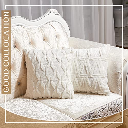 Mepase Boho Decorative Throw Pillow Covers 18 x 18 Set of 4, Cream White