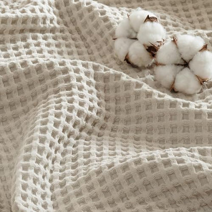Bedsure Lightweight 100% Cotton Waffle Blanket, Twin XL, Linen - color: Linen, size: Twin Xl (66" X 90")