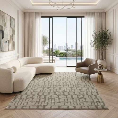 Hauteloom Galaxia Hallway, Kitchen Machine Washable Runner Rug - Modern Organic Geometric - Vizon, Olive, Green, Khaki - 2'7" x 7'3" - color: Vizon, Olive / Dragan, size: 2'7" x 7'3" (Runner)