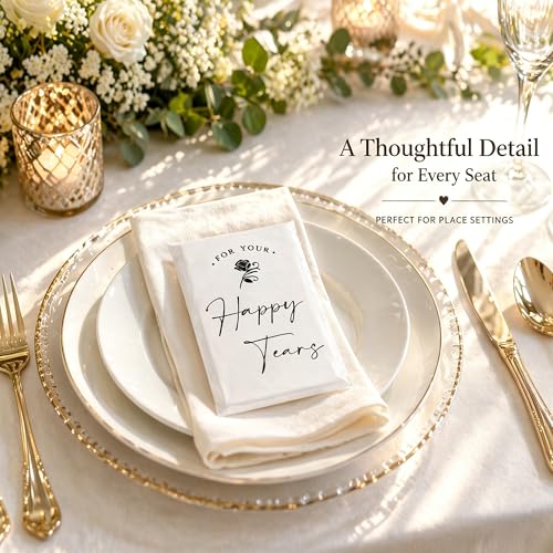 48 Pack For Your Happy Tears Wedding Tissues, Individually Wrapped