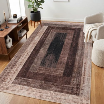 Neutral Geometric Brown 9x12 ft Large Rug for Living Room Bedroom - color: Brown, size: 9' x 12' (Rectangular)
