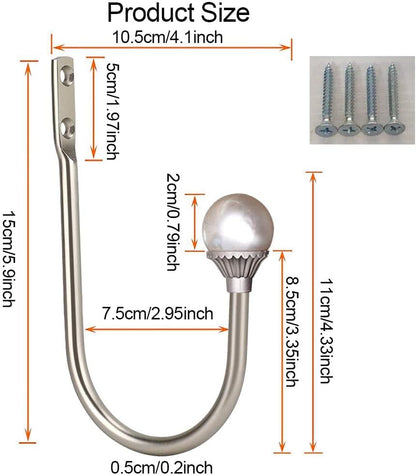 COCIVIVRE 2 Pack Curtain Holdbacks Wall Mounted Curtain Tiebacks Hooks - color: Silver, size: 2 Pack