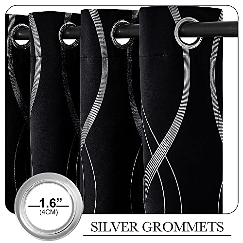 NICETOWN Blackout Curtain Panels 84 inches - Light Reducing Thermal Insulated Solid Grommet Blackout Curtains/Panels/Drapes for Living Room/Nursery/Kids Room (Set of 2, 34 inches Wide, Black) - color: 1 - Black, size: 34"W x 84"L (Pack of 2)