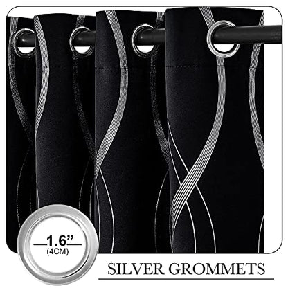 NICETOWN Blackout Curtain Panels 84 inches - Light Reducing Thermal Insulated Solid Grommet Blackout Curtains/Panels/Drapes for Living Room/Nursery/Kids Room (Set of 2, 34 inches Wide, Black) - color: 1 - Black, size: 34"W x 84"L (Pack of 2)