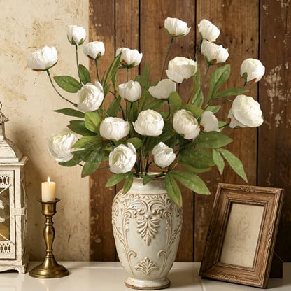 12Pcs Viral Peony Artificial Flowers for Vase - color: White Peonies, size: 12Pcs