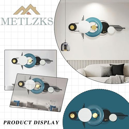 Large Metal Wall Decor ,Modern Metal Wall Art ,3D Wall Sculptures,42"×16" - color: Blue,Black,White