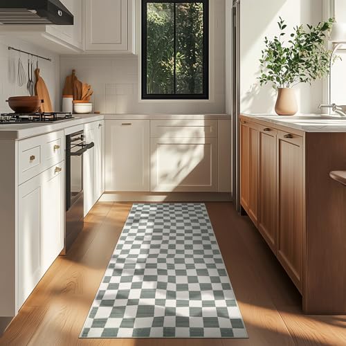 jinchan 2x6 Runner Rug Modern Checkered Geometric Lattice Hallway Rug, Grey - color: Checkered Grey, size: 2' x 6' (Rectangular)