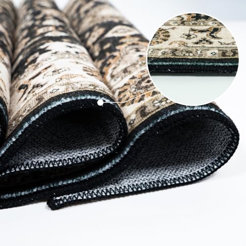 Washable Hallway Runner Rug 2x6: Non Slip Runner Rugs with Rubber Backing - color: Black, size: 2' x 6' (Rectangular)
