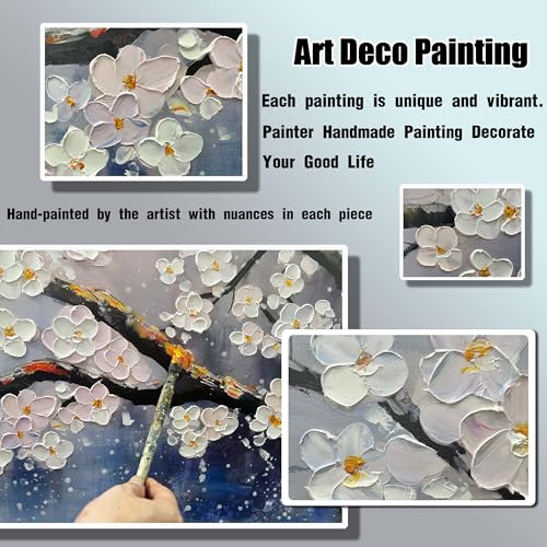 aburaeart Plum Blossom Painting Wall Decor For Bedroom Women Modern Wall Art For Office Blue And White Wall Art For Living Room Large Size 29 x 58 Inch - color: Blue And white, size: 58"L x 29"W