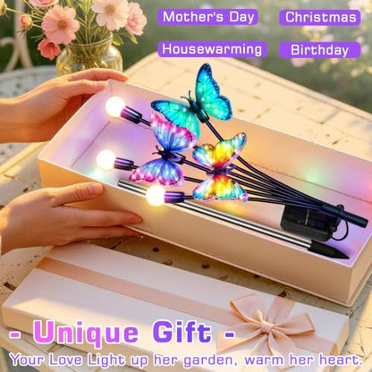 Solar Garden Lights Outdoor, Butterfly Firefly Lights 4 Pack, Waterproof - color: Butterfly Firefly, size: 4 Pack