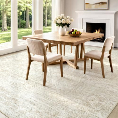 5x7 Area Rugs, Beige Washable Geometric Boho Rug for Living Room, Bedroom - color: Beige, size: 5' x 7' (Rectangular)