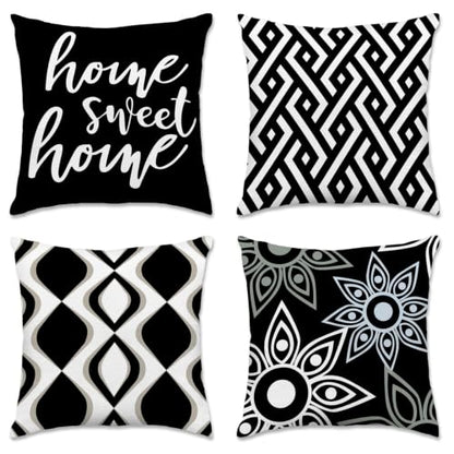 Hexagram Throw Pillow Covers 18x18, Black Outdoor Pillow Covers Set of 4 - color: Black, size: 18" x 18" (Pack of 4)