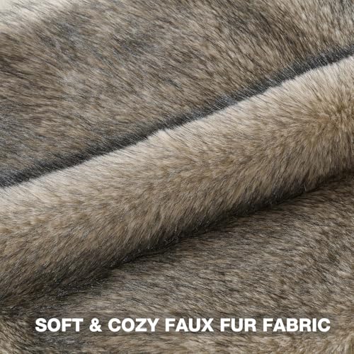 FUTEI Pack of 2 Faux Raccoon Fur Throw Pillow Covers 45 x 45 cm, Apricot - color: Apricot