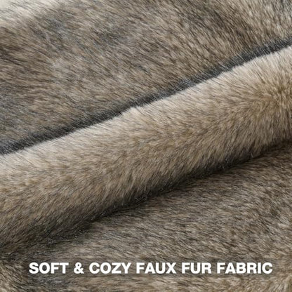 FUTEI Pack of 2 Faux Raccoon Fur Throw Pillow Covers 45 x 45 cm, Apricot - color: Apricot