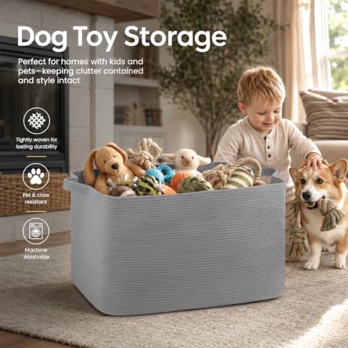 OIASKET 108L Extra Large Blanket Basket Living Room, 24.8" x 16.2" x 16.2" - color: Light Grey, size: 24.8" x 16.2" x 16.2"