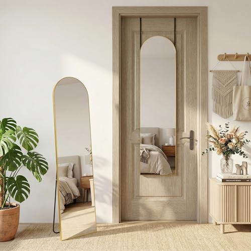 Antok Full Length Mirror, 56"x14" Floor Mirror with Stand, Gold, Arched - color: Gold (Arch), size: 56"L x 14"W