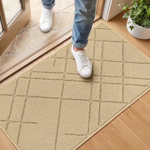Door Mat Indoor Entrance, Non Slip Rugs for Entryway 2'6" x 1'5", Beige - color: Beige, size: 2'6" x 1'5" (Rectangular)