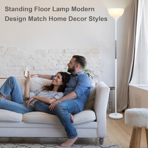 LALISU Floor Lamp, LED Standing Lamp 3 Way Dimmable Brightness Floor Lamp - color: White