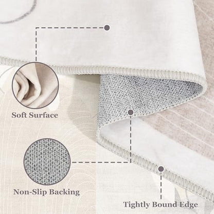 MUJOO 3x5 Rug Washable Area Rugs Low Pile Non Slip Mid Century Modern - color: Beige（modern）, size: 3' x 5' (Rectangular)