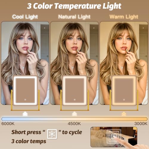 CraftCraze Makeup Mirror with Lights Vanity Mirror Dimmable|15"x13" Gold - color: Gold, size: 15"L x 13"W