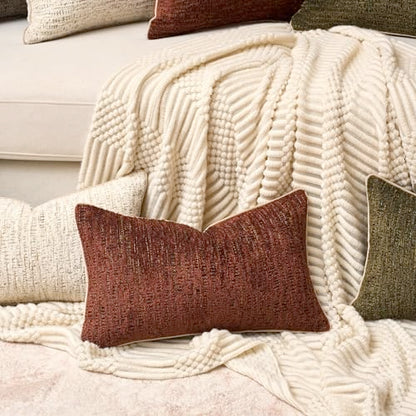 Yangest Chenille Pillow Cover 12 x 20 Inches, Thick Textured Rectangle Throw Pillow Cover Farmhouse Modern Soft Accent Couch Neutral Pillow Cover for Living Room Bedroom, Red - color: Red, size: 20" x 12" (Pack of 1)