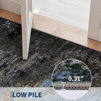 GarveeHome Machine Washable Runner Abstract Hallway Rugs 2x6 Grey Brown - color: Natura/Land, size: 2' x 6' (Rectangular)