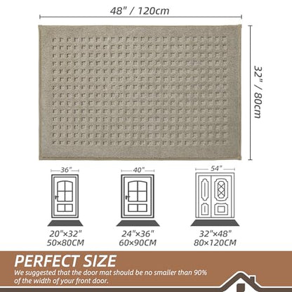 BEQHAUSE Dirt Trapper Door Mats 32"x48", Non Slip Washable, Beige - color: Beige, size: 32" X 48" (Rectangular)