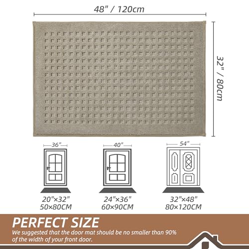 BEQHAUSE Dirt Trapper Door Mats 32"x48", Non Slip Washable, Beige - color: Beige, size: 32" X 48" (Rectangular)
