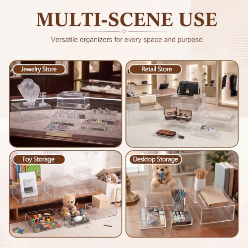 Leinuosen 7 Pcs Large Acrylic Buffet Risers, 8-14" Rectangle, Clear - color: Clear, size: 8" to 14", style: Rectangle