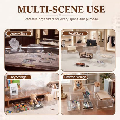 Leinuosen 7 Pcs Large Acrylic Buffet Risers, 8-14" Rectangle, Clear - color: Clear, size: 8" to 14", style: Rectangle