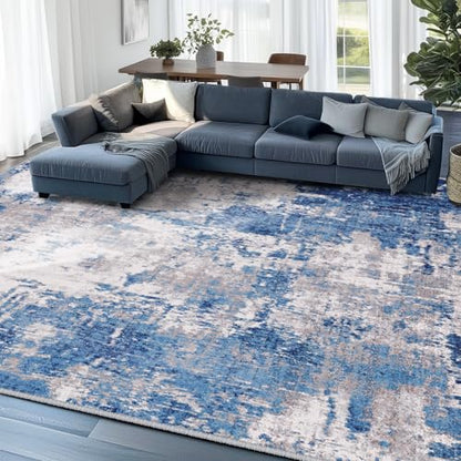 RELEANY Washable 5'x8' Abstract Area Rug for Living Room Blue Gray - color: Blue/Gray, size: 5' x 8' (Rectangular)