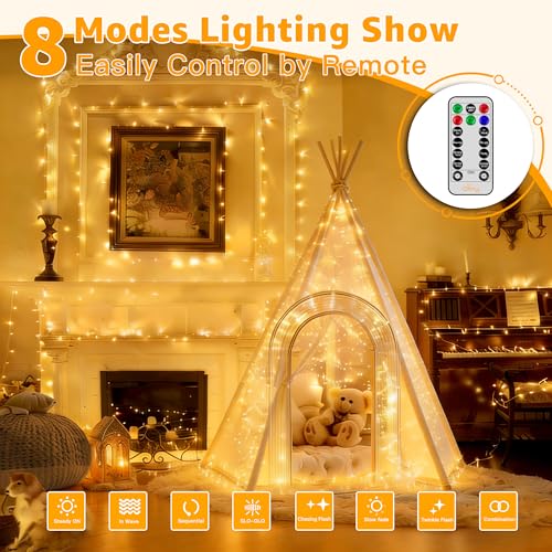 Ollny Christmas Lights Outdoor 800LED 262FT, Warm White Plug in Fairy Light - color: Warm White, size: 800LED