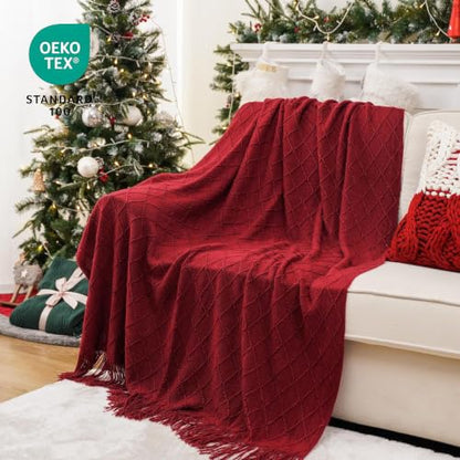BATTILO HOME Christmas Red Throw Blanket for Couch, 52"x80" - color: Red, size: 52 x 80 in.