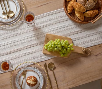 Caflife Light Khaki and Beige Woven Rustic Boho Table Runner 60 Inchs Long - color: Light Khaki, size: 13x60Inch