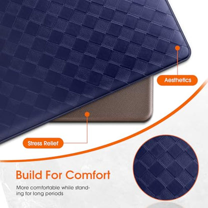 TranquilRelax 2-Piece Kitchen Mats, Cushioned Non-Slip Floor Mats, Blue - color: Blue, size: 2-Piece | 30"+59" | Standard