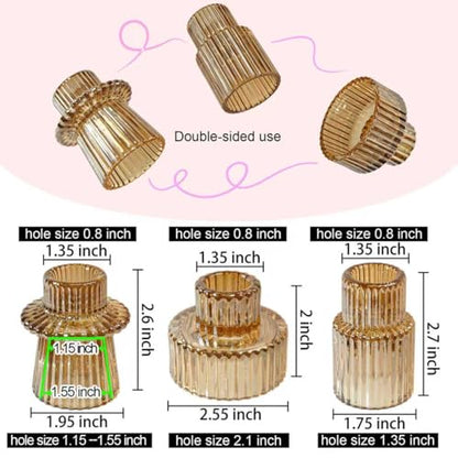 Glass Candlestick Holders, Taper Candle Holders, Set of 6, Gold - color: Gold, size: 6 PCS