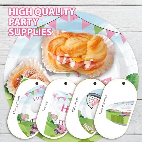 96 Pcs Pink Golf First Birthday Party Decorations, Serves 24 - style: Pink Hole In One Kits