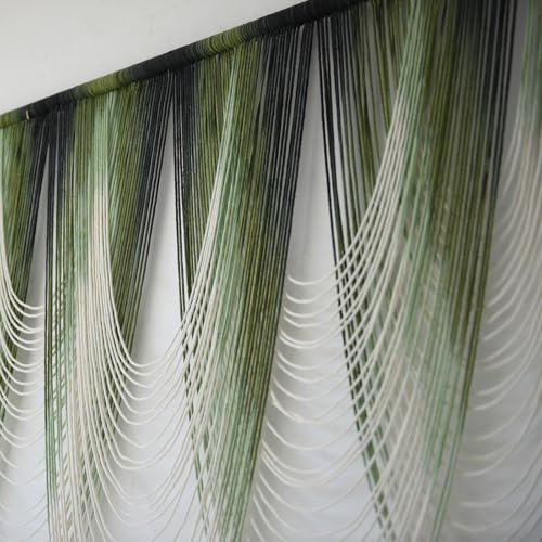 Macrame Wall Hanging Dip-Dyed Green Fiber Art Boho Wall Decor 57" W*41" L - color: Green