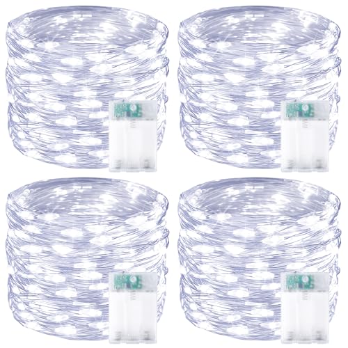 4 Pack 60 LED Fairy Lights Battery Operated with Timer, 20 FT Cool White - color: Cool White, size: 4PK（60LED）