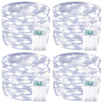 4 Pack 60 LED Fairy Lights Battery Operated with Timer, 20 FT Cool White - color: Cool White, size: 4PK（60LED）